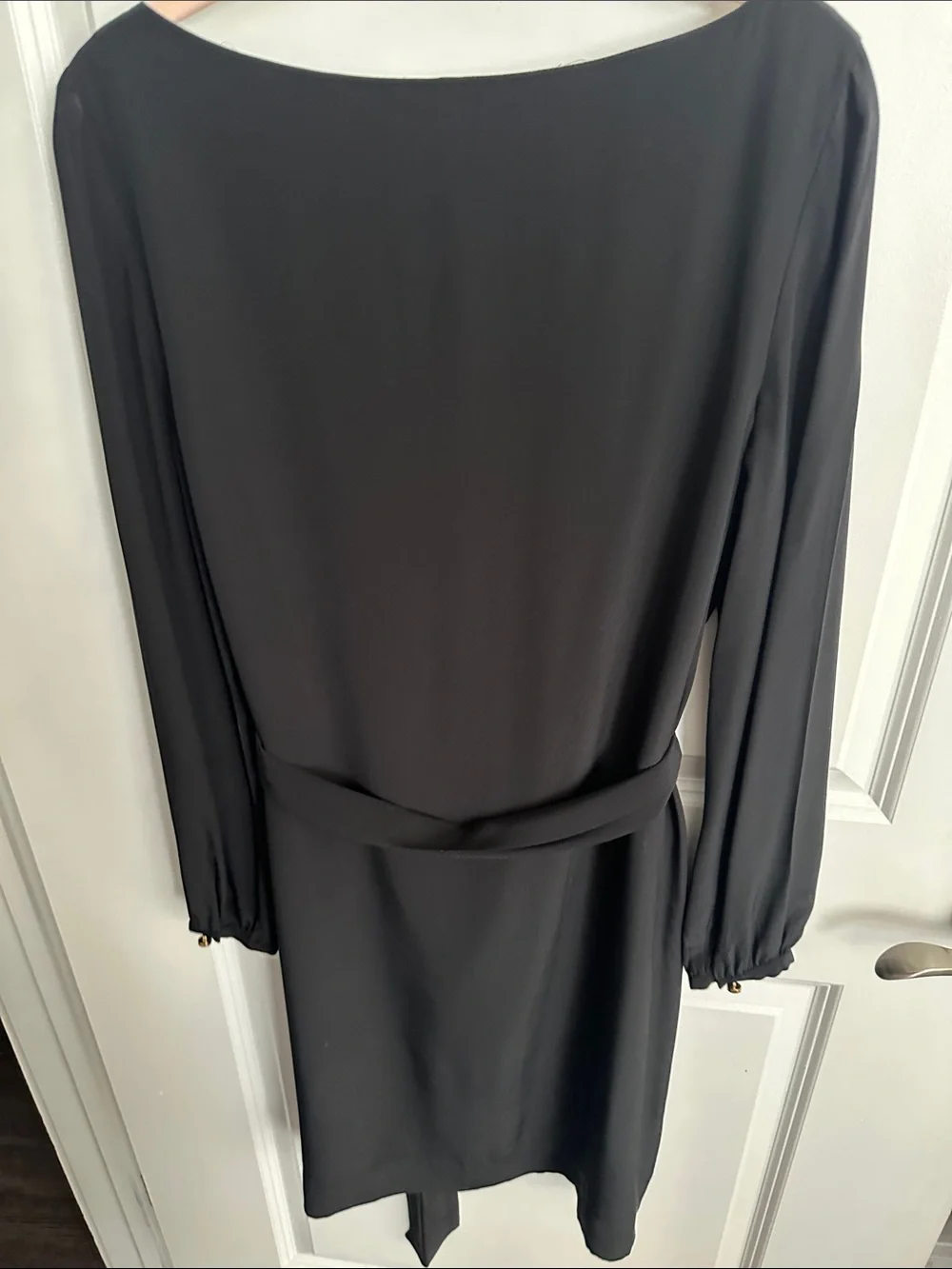 Tory Burch Black Long Sleeve Tie-Waist Dress